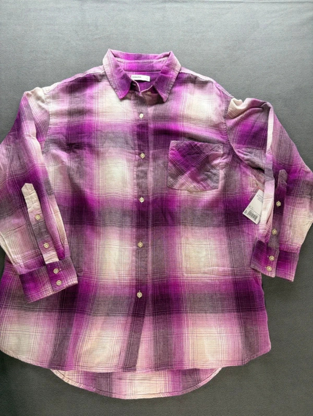 Sonoma Purple Ombre Plaid Button-Down Shirt